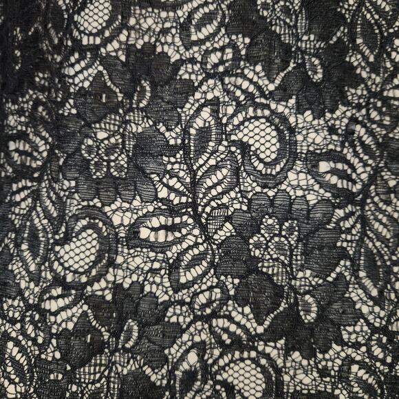 Maggie London Womens Size 6 Prom Dress Beige Black Floral Lace Overlay Event - Picture 3 of 12